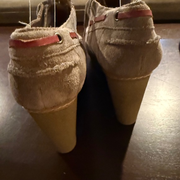 Nine West Vintage America Collection Suede Wedge Ankle Boots Taupe Lace Up 9.5 - Picture 8 of 10